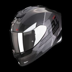 Scorpion Exo-R1 Evo Air Final Casco Integral Moto Plata Oscuro/Negro/Blanco